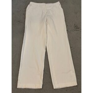 Croft & Barrow Stretch Wide Leg Pants Off White Cream Size 10 Cotton Blend